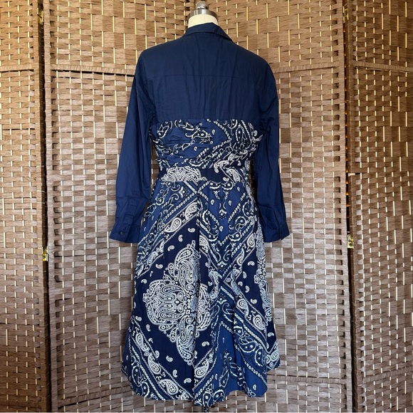 Anthro Holding Horses blue & white bandana dress 14 - Picture 9 of 15